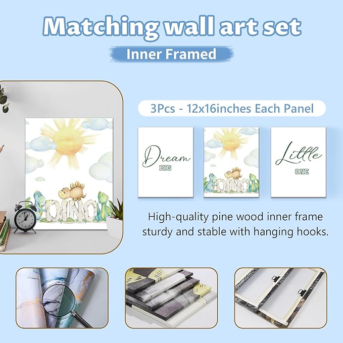 Personalized Baby Crib Bedding Set, 5 Pcs Custom Set With Name, Soft Double Layer Nursery Bedding, Flannel Dinosaur Set for Boys, Toddlers Newborns Customized Gift