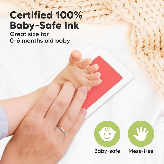 4-Pack Inkless Baby Hand and Footprint Kit - Mess Free Ink Pad for Newborn Keepsake, Dog Nose & Paw Print Kit, Clean Touch Ink Pad for Baby Hand & Footprints, Ideal New Mom Gifts (Candy)