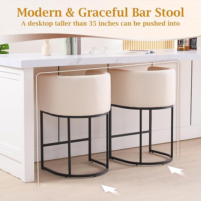 ClinQ 26" H Counter Height Bar Stools Set of 6, Modern Barrel Counter Stools - Image 5