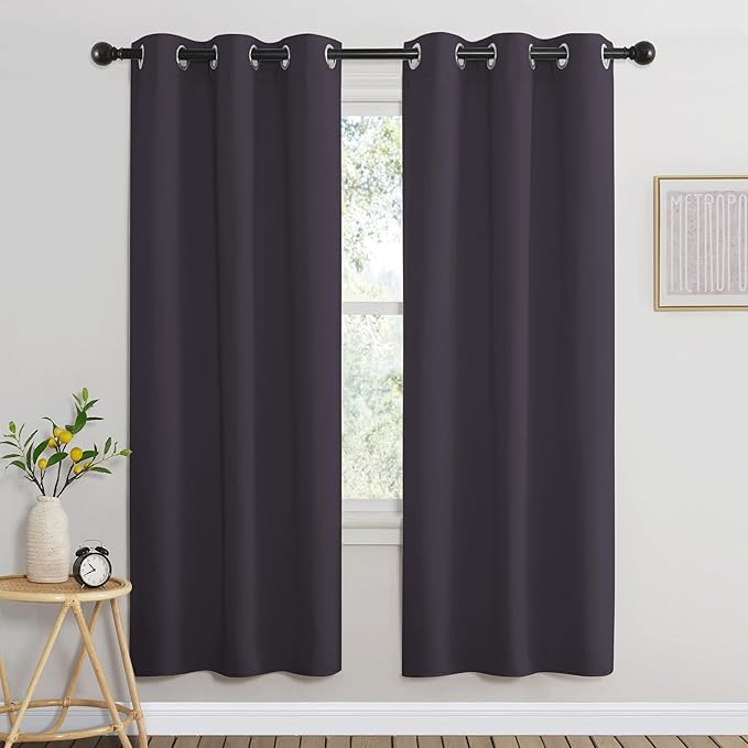 NICETOWN Blackout Window Curtains 72 inches Long, Thermal Insulated Grommet Room Darkening Window Treatments for Bedroom/Living Room, Greyish Purple, Set of 2, W37 x L72