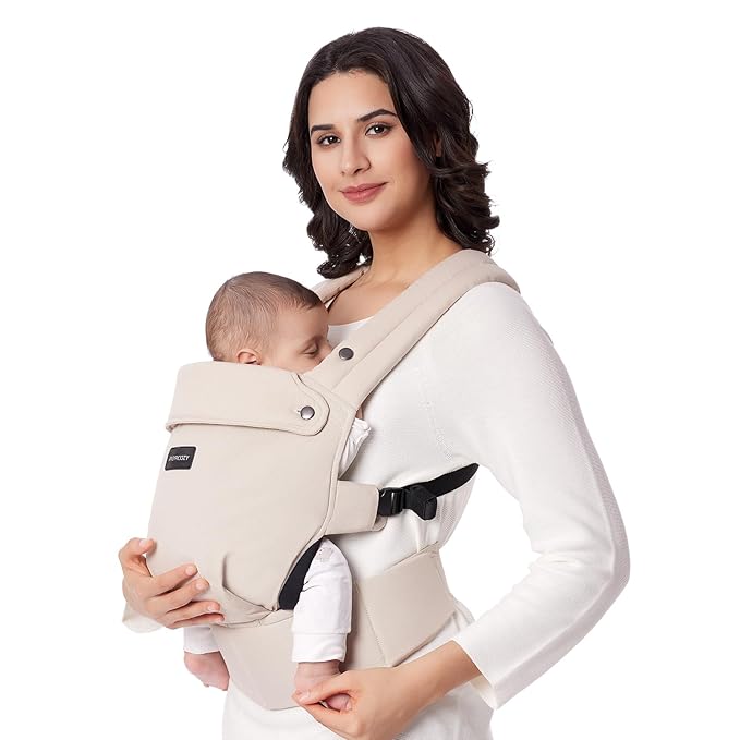Momcozy Baby Carrier - Ergonomic, Cozy and Lightweight Carrier for 3-24 Months, Effortless to Put On, Ideal for Hands-Free Parenting, Enhanced Lumbar Support, Purehug for Infant to Toddler, Khaki