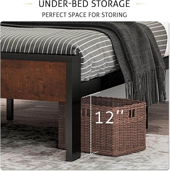 SHA CERLIN 14 Inch Queen Size Metal Platform Bed Frame - Image 4