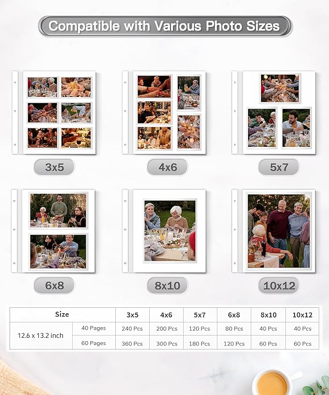 Popotop Photo Album Self Adhesive Scrapbook Album for 4x6 5x7 8x10 Pictures DIY Photo Book as Scrapbooking Supplies Kits, Birthday Gifts for Women Mom Wedding Baby Family Travel