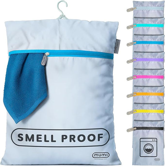 MUMI Travel Laundry Bag – Mesh Laundry Bags for Delicates with Hanger & Pouch | Delicates Bag for Washing Machine | Large Laundry Net Bag for Travel, Gym, Baby Clothes, and More (Blue)