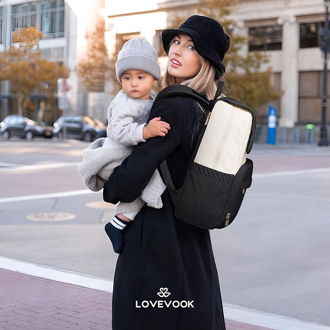 LOVEVOOK Diaper Bag Backpack, Baby Travel Bags for Boys & Girl, Toddler Waterproof Diaper Bag w/Changing Pad, Stroller Straps, Pacifier Case, Newborn Essentials Must Haves Mom