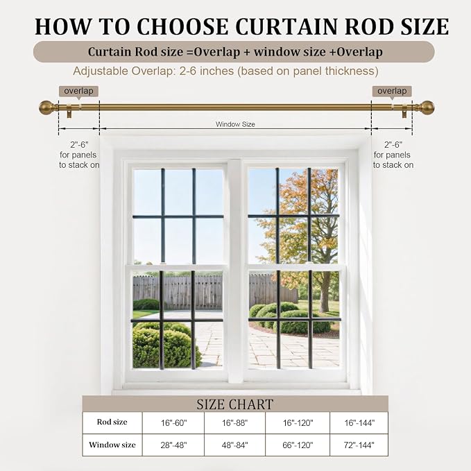 2 Pack Warm Gold Curtain Rods Double - Image 8