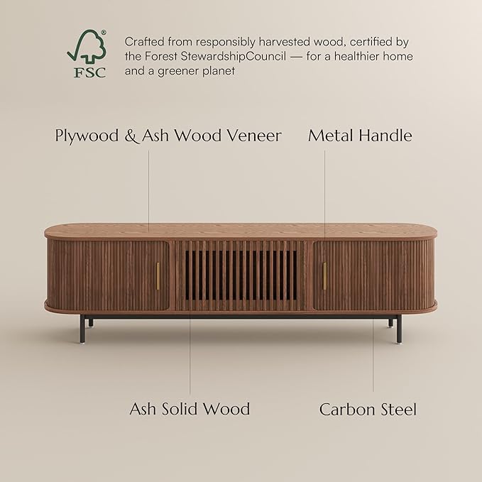 POVISON Fully-Assembled Mid Century Modern TV Stand - Image 5