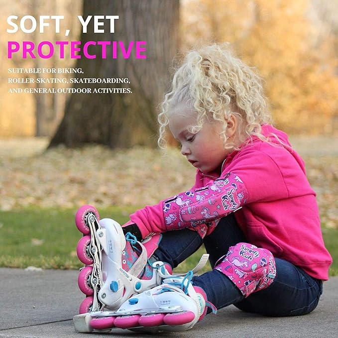 Soft-Style Kids Knee and Elbow Pads with Bike Gloves, Flexible Impact-Resistant Gear for Ages 2-11, Designed for Balance Bikes, Roller-Skating, and Skateboarding