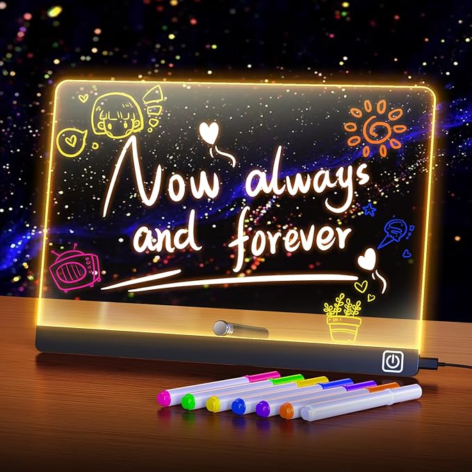 lumiboard led Drawing Board Message Board with Lights for Drawing Creative Advertising Board for Writing Drawing Note Taking Advertising Display Glow-in-The-Dark Acrylic (11.8 * 7.9 inches) Kids Gift