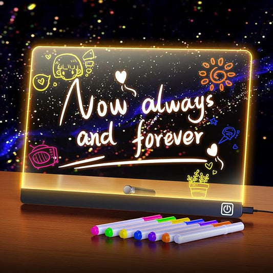 lumiboard led Drawing Board Message Board with Lights for Drawing Creative Advertising Board for Writing Drawing Note Taking Advertising Display Glow-in-The-Dark Acrylic (11.8 * 7.9 inches) Kids Gift