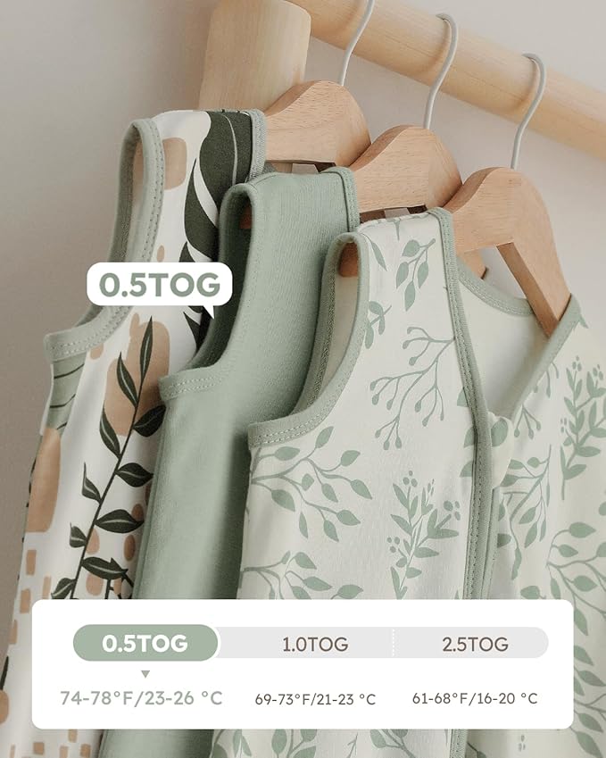 Yoofoss Baby Sleep Sack 0-6 Months Wearable Blanket for Babies 100% Organic Cotton 2-Way Zipper TOG 0.5 Toddler Sleeping Sack 3 Pack, Sleep Sacks