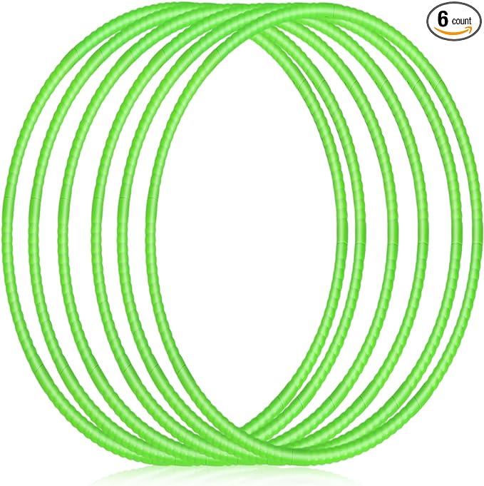 Shappy 6 Pcs Exercise Hoop Detachable Adjustable Plastic Toy Playground Toys Colored Hoop Circles for Teens Games Gymnastics Dog Agility Equipment Party Decor