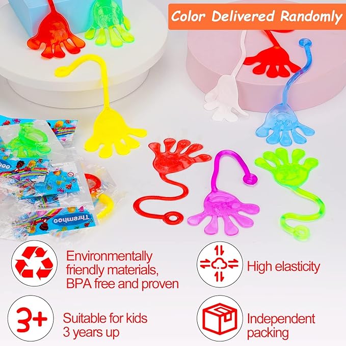 40 Pcs Sticky Hands For Kids Party Favor Goodie Bag Stuffer Stretchy Treasure Box Toy Exchange Classroom Prize Bulk Toy Pinata Filler School Gift Bag Small Favors Slap Hand Christmas Party Supplies