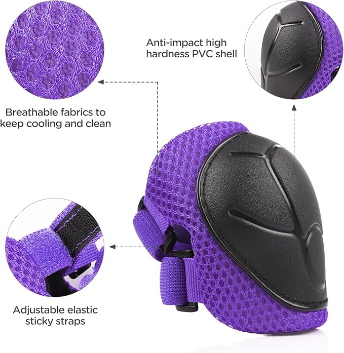 DaCool Kids Bike Helmet Set Skateboard Knee Pads - Kids Helmet Elbow Pads Wrist Guards Adjustable for 3~10yrs Girl Boy Kids Protective Gear Set for Sport Cycling Bike Roller Skating Scooter