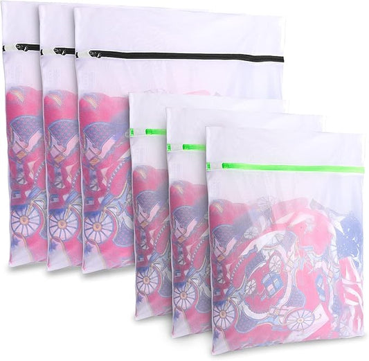 GOGOODA Mesh Laundry Bags for Delicates with Premium Zipper, Travel Storage Organize Bag, Clothing Washing Bags for Laundry, Blouse, Bra, Hosiery, Stocking, Underwear, Lingerie (6 PCS)