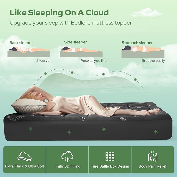 BEDLORE California King Mattress Topper Viscose Derived from Bamboo, Thick - Image 4