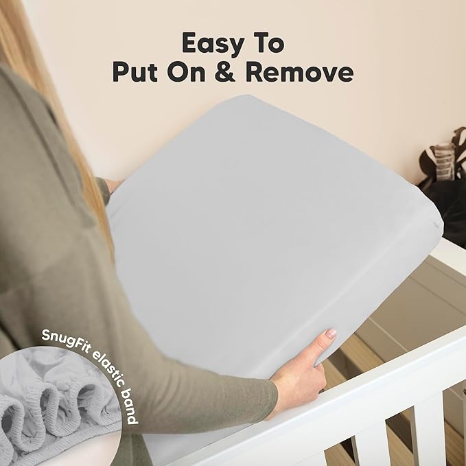 KeaBabies 2-Pack Organic Crib Sheets for Boys, Girls - 52x28 Fitted Crib Mattress Sheet Neutral, Breathable Jersey Cotton Cover for Baby Bed, Toddler Mattress, Soft & Cute Prints (French Gray)