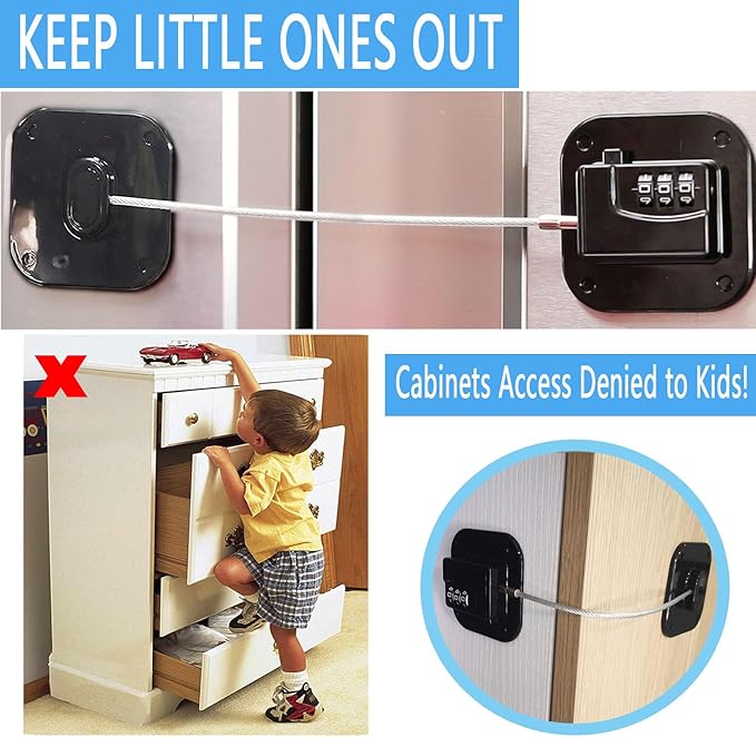 YEYA Upgraded Refrigerator Door Lock with Combination for Adults, Lock for Fridge, Freezer, File Cabinets, Desk Drawers, Locker, Child Safety Latch, Easy Install No Drlling 2 Pack