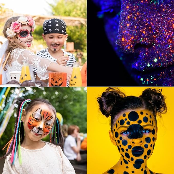 torbers Depvision Professional Face Paint 42 Colors Non Toxic Water Based Face Painting kit Easy To Remove Face Painting For Kids, Safe Professional Halloween Party Makeup Set