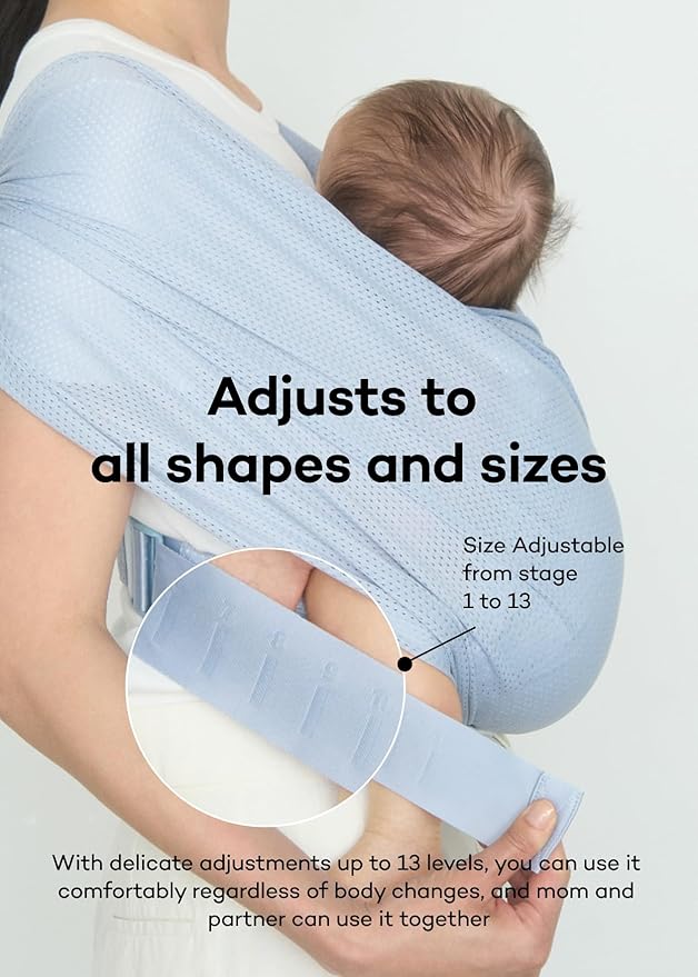 Konny Baby Carrier Flex AirMesh with Head Support- Adjustable, Easy to Wear Baby Wrap Sling, Perfect for Newborn Babies Essentials up to 44 lbs (M-4XL) -Mocha