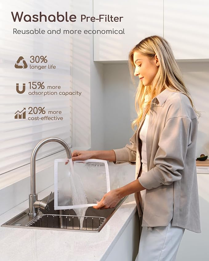 Afloia Air Purifier for Home Large Room Bedroom Up to 2000Ft² with PM2.5 Air Quality Monitor Smart Auto Mode, Washable Pre Filter Cleaner for Pet, Grey