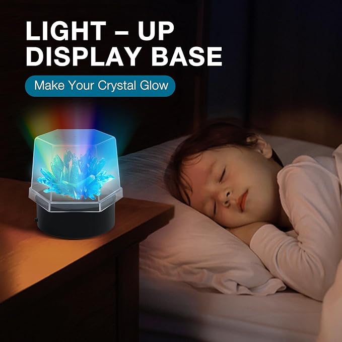 BenBen Crystal Growing Kit for Kids, Grow 6 Crystals with Light Up Display Stand, Educational STEM Toys for Girls and Boys, Science Kit for Kids Age 8-14, Birthday Gifts Science Experiments