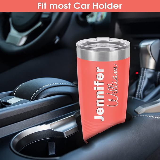 Personalized Tumbler for Women, Custom Name Travel Coffee Mug, Valentines Day Gifts for Her, Mother’s Day Gift for Mom, Sports Tumbler, Birthday Gift Idea, Gift for Her (Coral, 20oz)