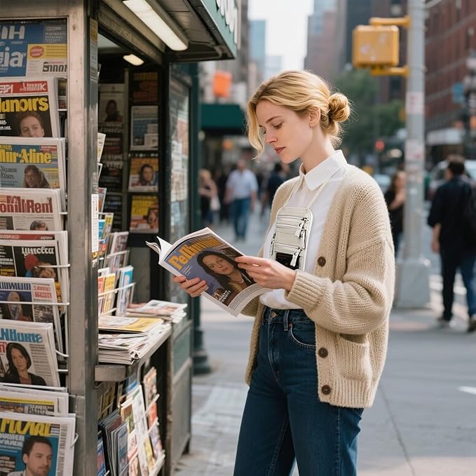 Neck Wallet - Rfid Wallet Women - passport holder for travel - Travel Wallet Passport Holder For Travel Women - 10.3x6.8inch (Silver White)