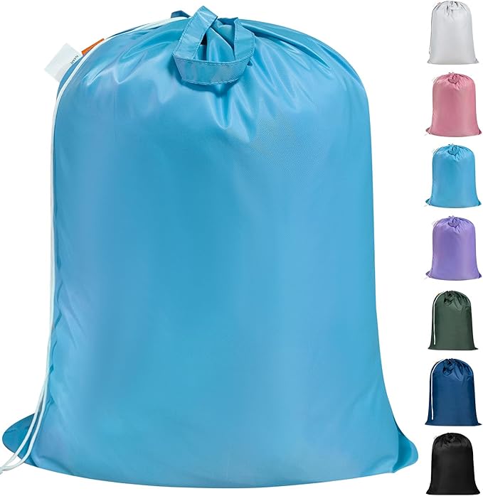Polecasa Heavy Duty Large Laundry Bag with 130gsm Tear Resistant Fabric and Handles, Easy to Carry Durable Dirty Clothes Drawstring Bag, Perfect for College Dorm,Travel, 28”x36”,Gulf Blue