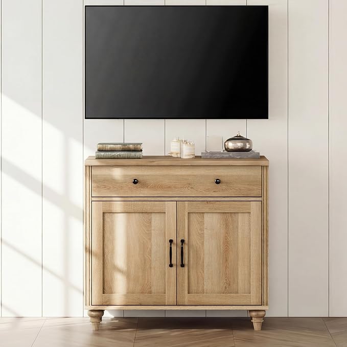 WAMPAT 34’‘ Oak Buffet Cabinet - Image 5