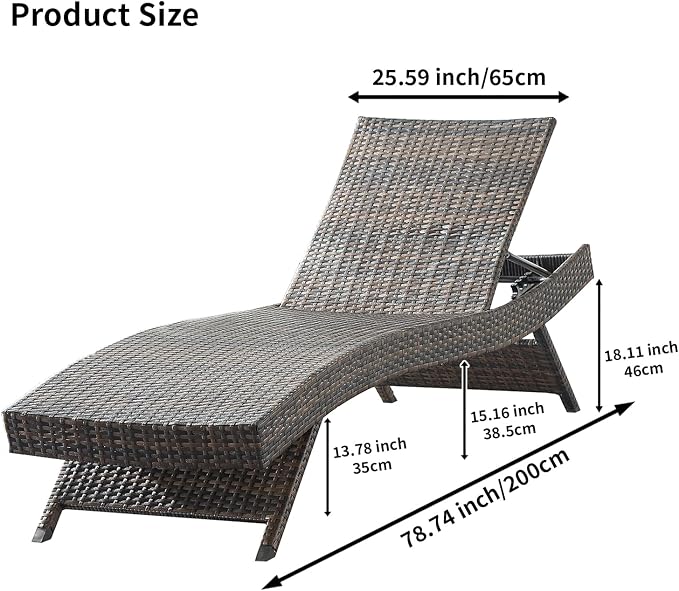 PE Rattan Adjustable Backrest Chaise Lounge Set 3 - Image 2