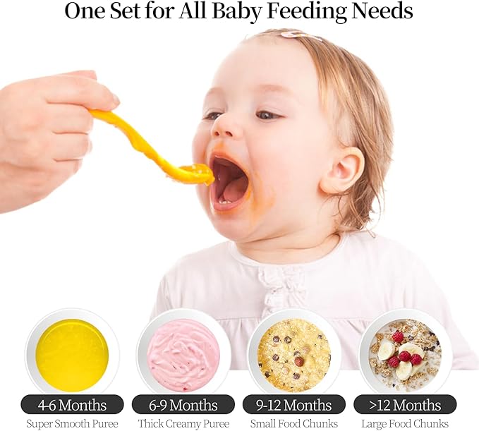 Baby Food Maker Mini Cute and Small Food Processor Puree Blender Grinder Chopper 300ml Cup Glass Bowl with 8 Blade Electric (Spaceman-Blue)