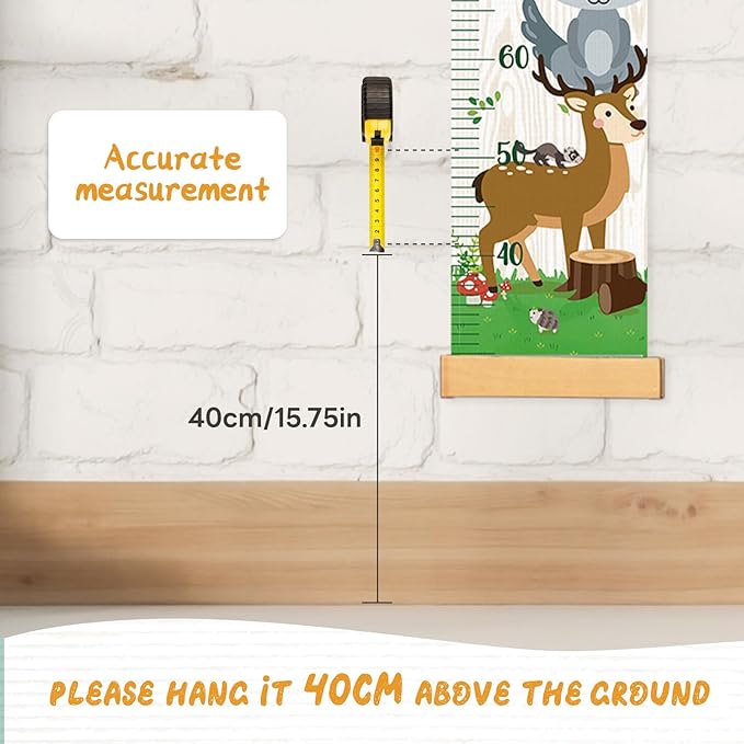 Personalized Name Growth Chart Wall Decor for Kids – Canvas Removable Height Chart Measuring Ruler 59" x 7.9" (Zoo）