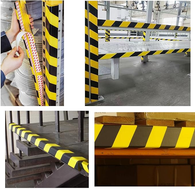 L-Shaped/Circular Edge Protector – 19" Durable Polyurethane Foam, High-Visibility Yellow/Black Stripes & Corner Safety Bumper for Impact Protection