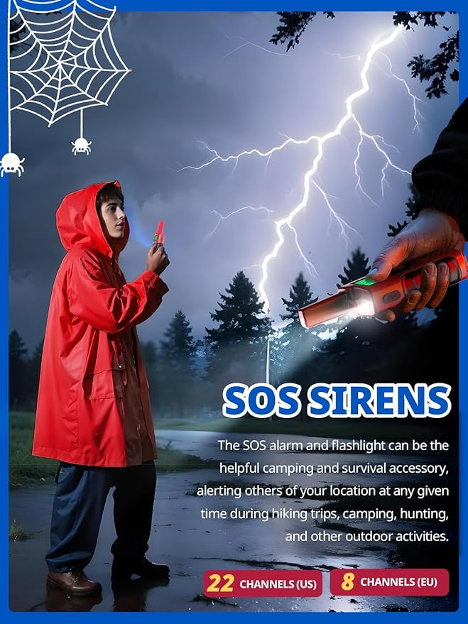 Walkie Talkies for Kids Rechargeable,Toys for Boys and Girls Ages 3-12, 2 Pack Long Range 2-Way Radios, Birthday Gifts,Christmas Stockings, Outdoor Play, Family Games, Hiking Camping Gear