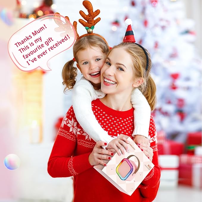 Kinglucky Mini Karaoke Machine for Kids, 2025 TOP Birthday Gifts Ideas for 3-12 Year Old Girls, Christmas Party Gifts Kids' Personal Video Players Accessories with 2 Wireless Microphones - Blue