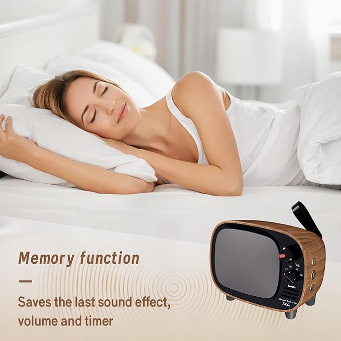 Sleep Sound Machine for Adults, 1960s Retro Tv Design White Noise Machine for Sleeping with 10 Soothing Sounds, Fan & Brown Noise, Portable with Memory Function