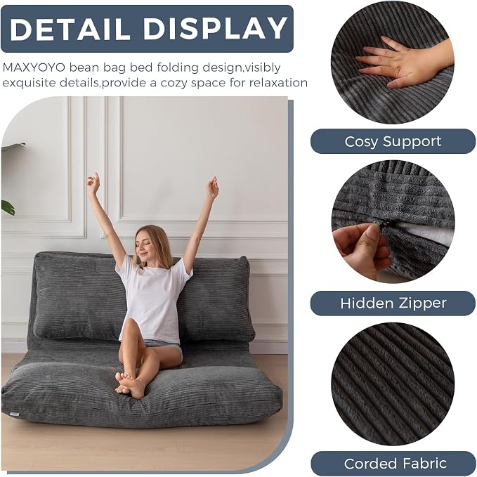 MAXYOYO Folding Sofa Bed, Extra Thick and Long Floor Sofa Convertible Sleeper - Image 5