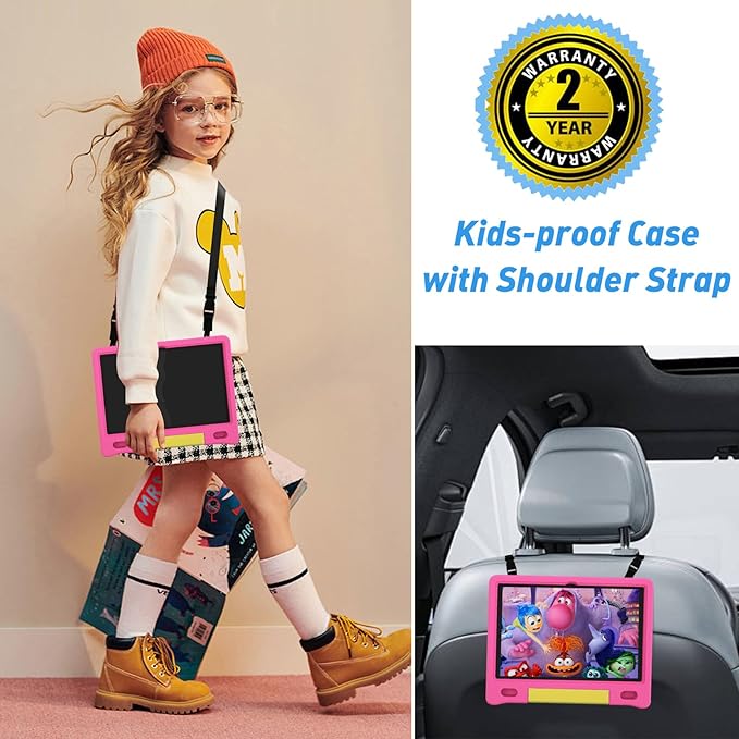 Kids Tablet, 10.1 Inch Tablet for Kids, Android 14, 64GB, Octa-Core CPU, WiFi, Big Battery, Kids Conten, Parental Control, HD Display Children Age 3-12, Bluetooth, Pink Shockproof Case