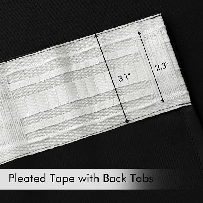 MIULEE Back Tab Blackout Curtains 94 Inch Long 2 Panels Set for Living Room Bedroom, Halloween Black Rod Pocket/Pinch Pleated Thermal Insulated Room Darkening Light Blocking Floor to Ceiling Drapes