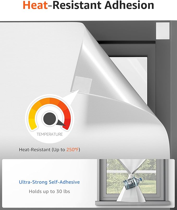 Sumobaby Blackout Curtains for Bedroom 75"x57" Portable No Drill Blinds for Windows with Heat-Resistant Magic Tapes,100% Black Out Window Cover Easy to Cut Fit for Home Cinema,Dorm Room,Nursery(White)