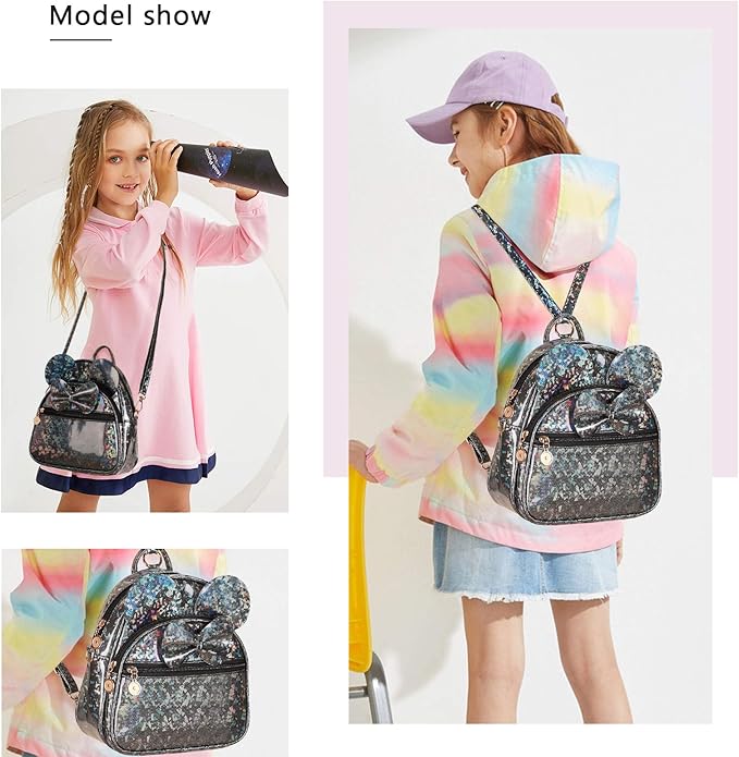 KL928 Girls Bowknot Polka Dot Cute Mini Backpack Small Daypacks Convertible Shoulder Bag Purse for Women