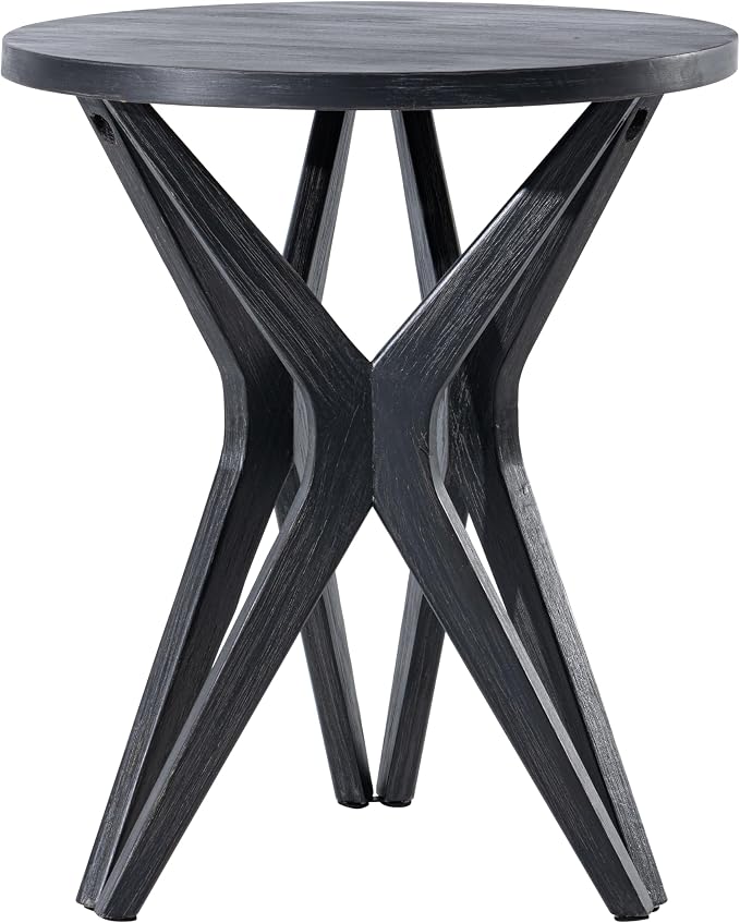 Pedestal Farmhouse End Table Set of 2, Distressed Top - Image 7