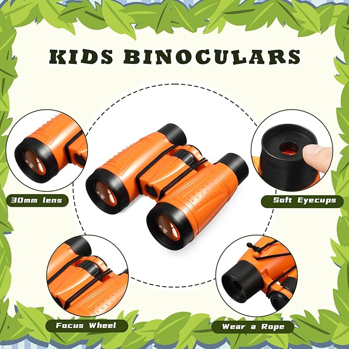 Libima 24 Pcs Binoculars for Kids Educational Compact Kids Binoculars with Neck String Toddler Telescope for Boys Girls Learning Bird Watching Camping Hiking Travel Safaris Birthday Gifts(Orange)