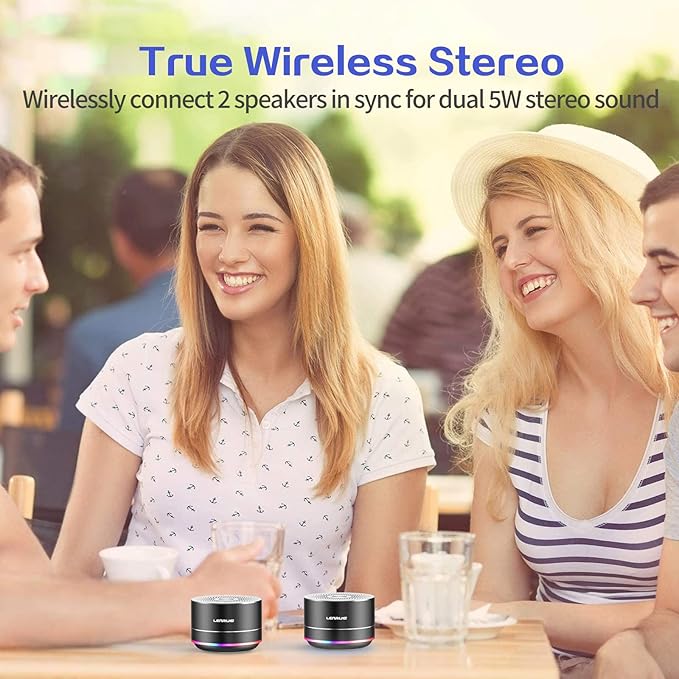 LENRUE Portable Bluetooth Speakers,Wireless Speaker with Clear Sound, Long Playtime, Small Mini Metal Speaker,Christmas Birthday Gifts for Men, Women,Kids(Black)