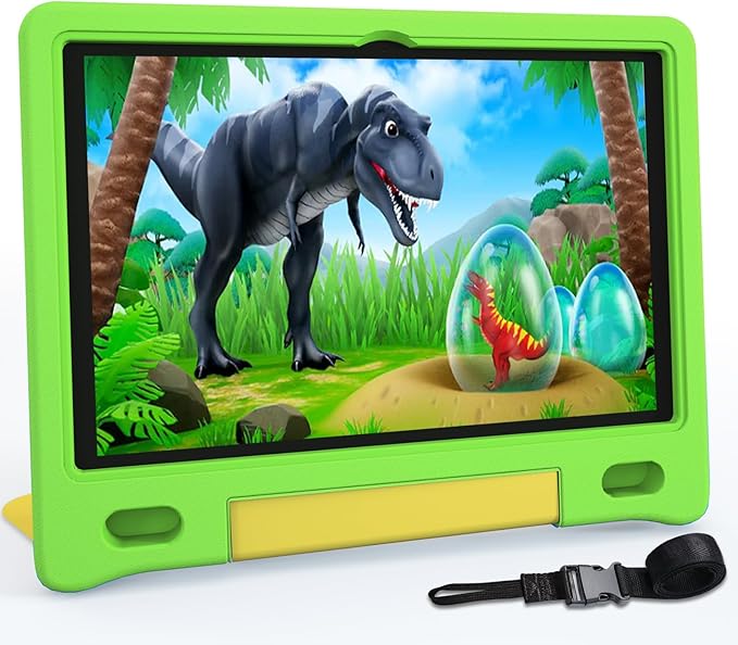 Tablet for Kids 10.1 inch Android 14, 8GB+64GB(TF 1TB) 6000mAh Kids Tablet WiFi6 Parental Control,Face Unlock, 1280 * 800 HD Screen - Green