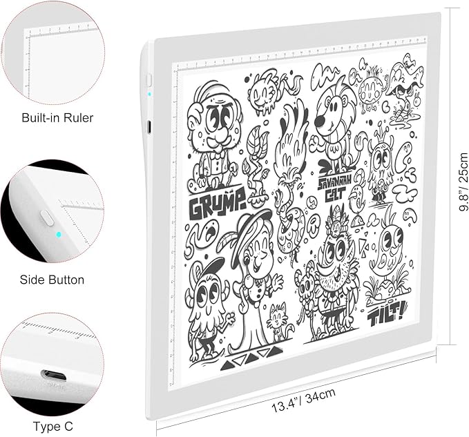 A4 Rechargeable Light Pad with Carry Bag, KOBAIBAN Wireless Magnetic Tracing Light Box, 5-Level Brightness LED Light Board, Cordless Battery Powered Light Drawing Table for DIY Diamond Painting(White)