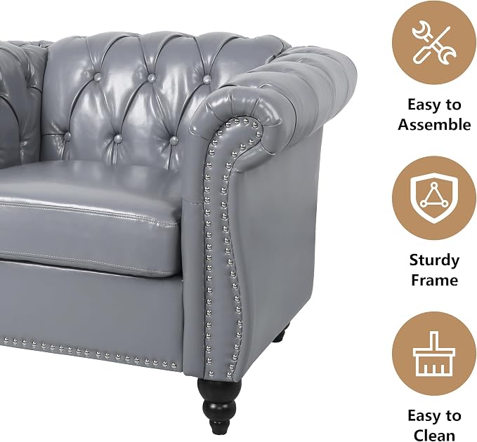 QHITTY 2 Piece Living Room Set, Sectional Chesterfield Sofa Chair Contemporary - Image 5