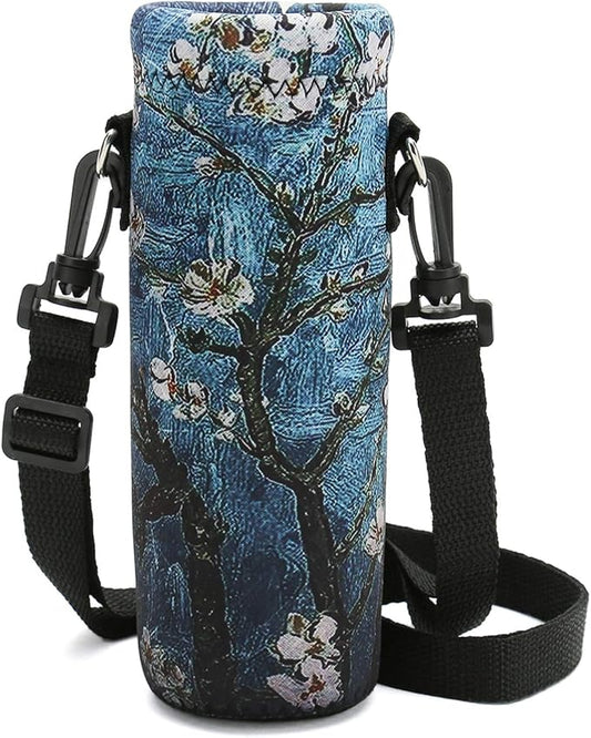 RICHEN Neoprene Water Bottle Carrier Bag with Adjustable Shoulder Strap,Insulated Water Bottle Cover for Stainless Steel/Glass/Plastic Bottles
