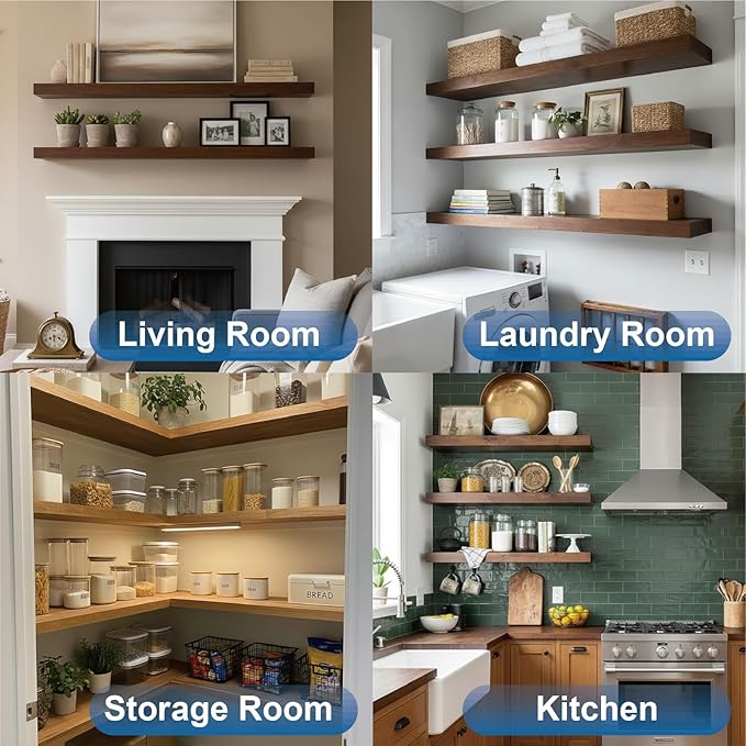 LEOPO Black 8-Pack 8 inch Floating Shelf Brackets, Hidden Shelf Bracket - Image 8